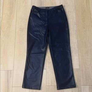 Halogen Deep Navy Faux Leather Straight-Leg Pants Size 8